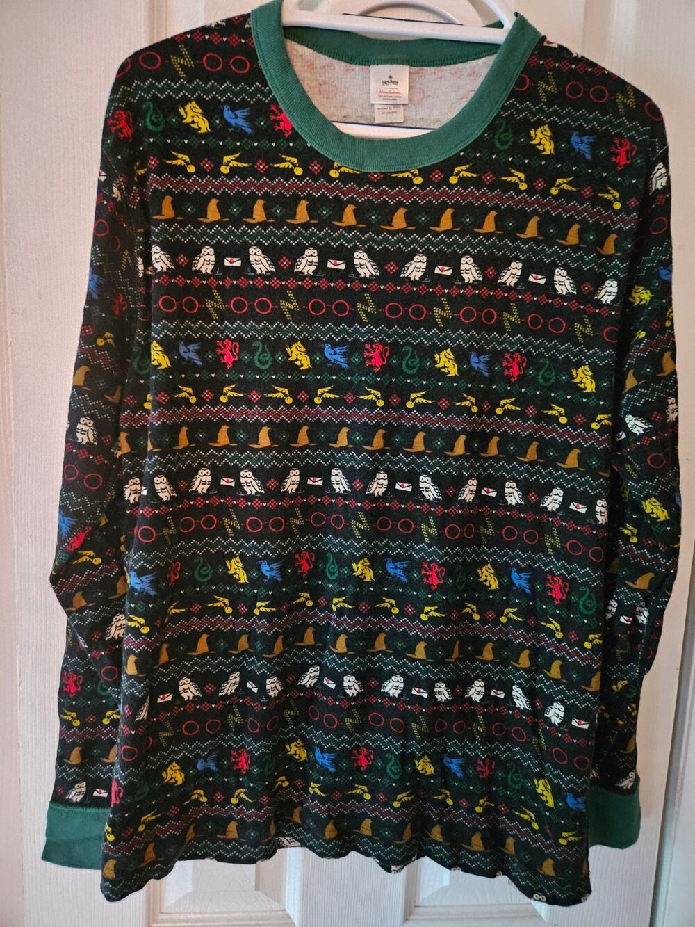Hanna Andersson Harry Potter Pajama Top Women L Fair Isle Organic Cotton Holiday